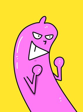 Sarı arka planda şirin bir çizgi film.