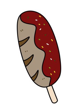 Beyaz arkaplanda sosis çizgi filmi