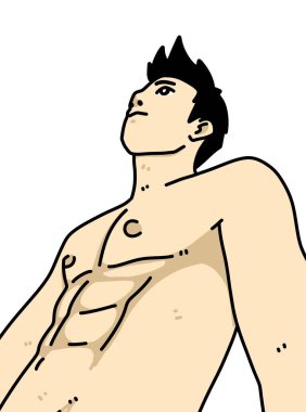 Beyaz arka planda sevimli bir adam çizgi filmi