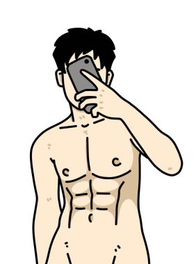 Beyaz arka planda sevimli bir adam çizgi filmi