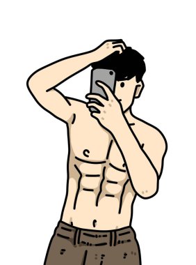 Beyaz arka planda sevimli bir adam çizgi filmi