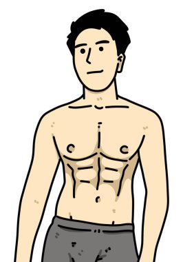 Beyaz arka planda sevimli bir adam çizgi filmi