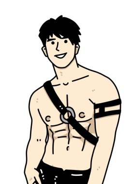 Beyaz arka planda sevimli bir adam çizgi filmi