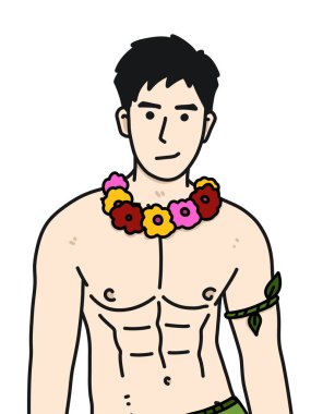 Beyaz arka planda sevimli bir adam çizgi filmi