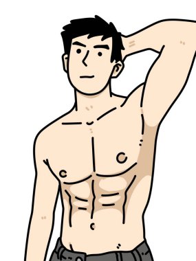 Beyaz arka planda sevimli bir adam çizgi filmi