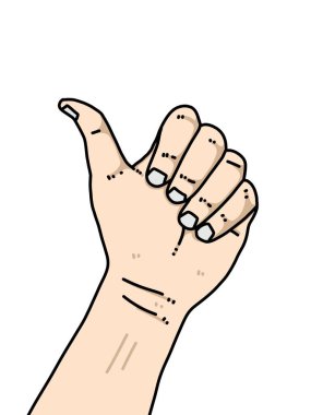 Beyaz arkaplanda el karikatürü