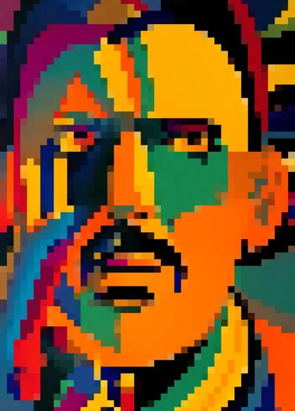 pixel art of face man cartoon