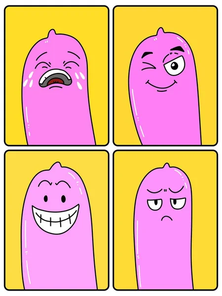 Cute Condom Cartoon Yellow Background — Foto Stock