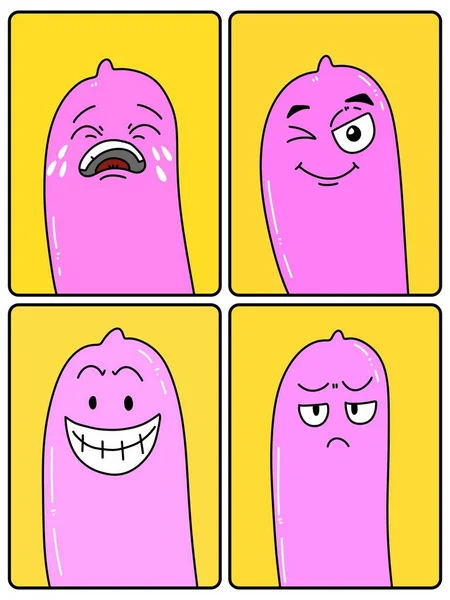 Cute Condom Cartoon Yellow Background — ストック写真