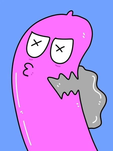 Niedliche Kondom Karikatur Auf Blauem Backgorund — Stockfoto