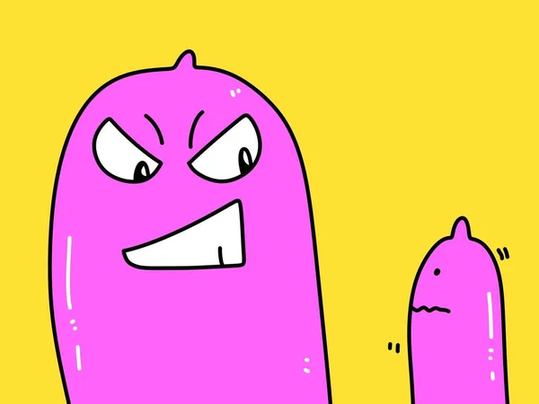 Cute Condom Cartoon Yellow Backgorund — Stock Photo, Image