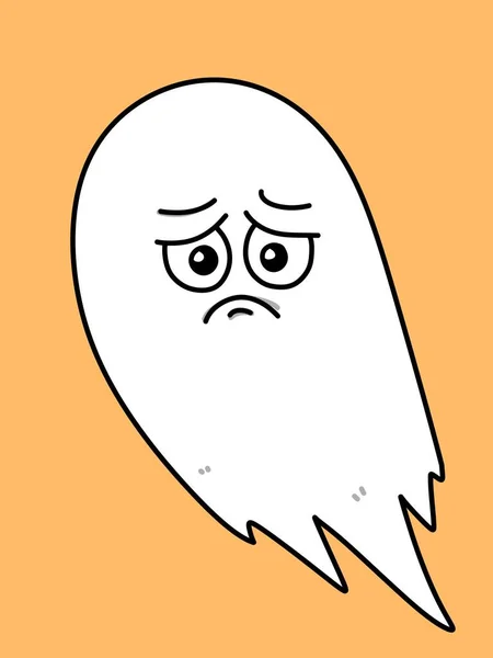 オレンジを背景にしたかわいい幽霊漫画 — ストック写真