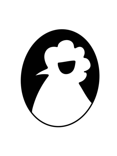 Blanco Negro Dibujos Animados Logotipo Pollo — Foto de Stock