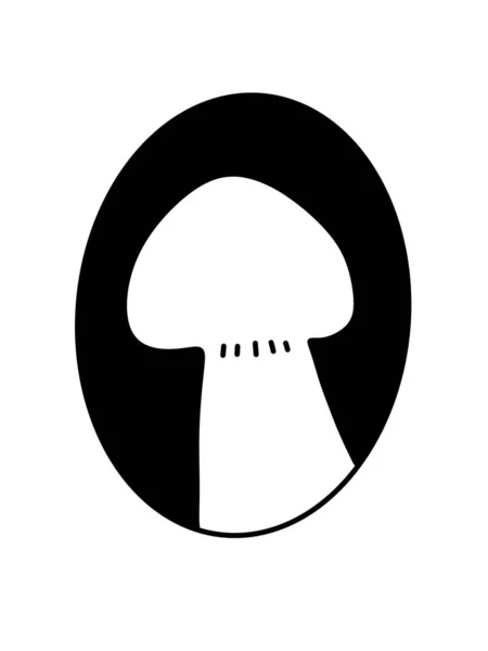 Черно Белый Мультфильм Логотипом Гриба — стоковое фото