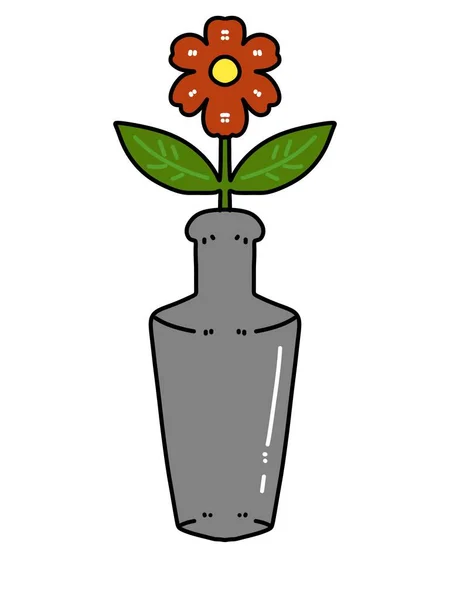 Cartoon Flower Pot White Background — Stock Photo, Image