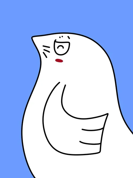 蓝色背景可爱的海豹漫画 — 图库照片