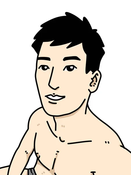 Roztomilý Muž Karikatura Bílém Pozadí — Stock fotografie