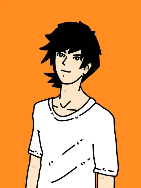cute man cartoon on orange background