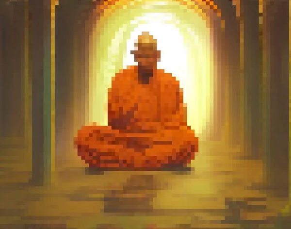 Pixel Τέχνη Του Καρτούν Μοναχός — Φωτογραφία Αρχείου