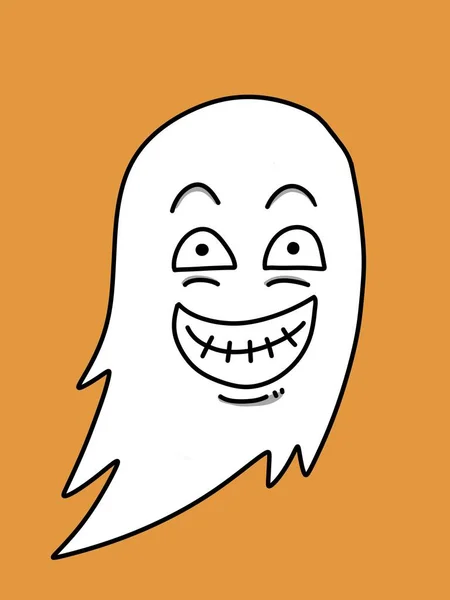 Lindo Fantasma Dibujos Animados Sobre Fondo Naranja —  Fotos de Stock