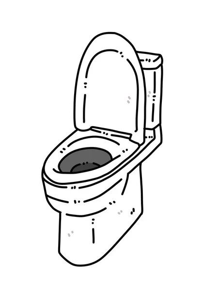 Spłukać Toaleta Kreskówka Białym Tle — Zdjęcie stockowe