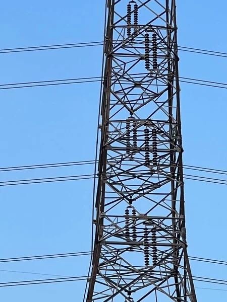 Πύργος Υψηλής Τάσης Πυλώνας Ηλεκτρικής Ενέργειας — Φωτογραφία Αρχείου