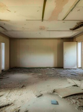 Şehirde terk edilmiş bir ev.