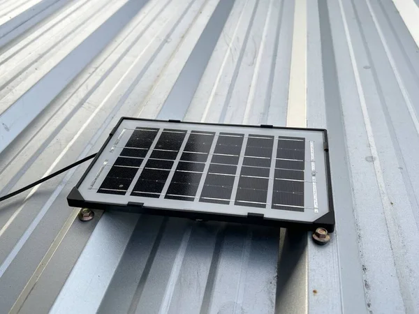 Fechar Célula Solar Telhado — Fotografia de Stock