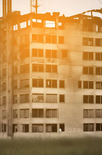 Baustopp Für Ein Gebäude Mit Großen Fenstern — Stockfoto
