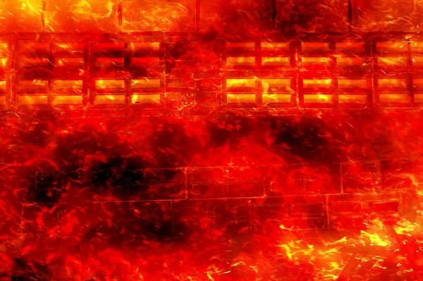 Vuur Branden Cement Muur Achtergrond — Stockfoto