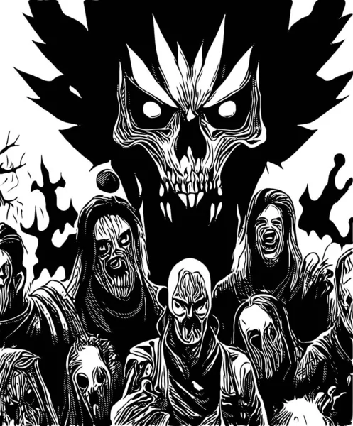 Black White Skull Monster Cartoon — Stock Photo, Image