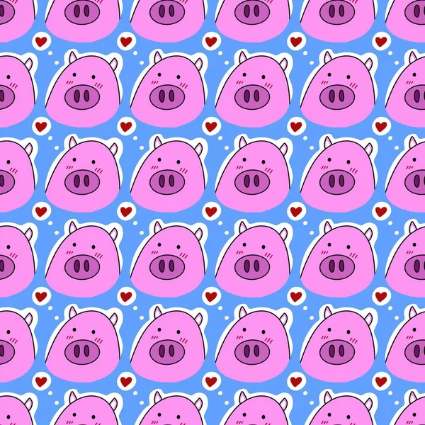 Bezproblemowy Wzór Cute Świnia Kreskówka — Zdjęcie stockowe