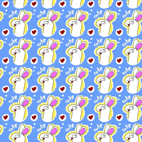 Modello Senza Soluzione Continuità Con Simpatico Coniglietto Cartone Animato — Foto Stock