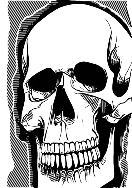 頭蓋骨の漫画の白黒は — ストック写真