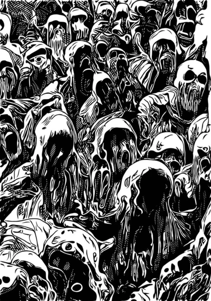 Черно Белый Мультфильм Зомби — стоковое фото