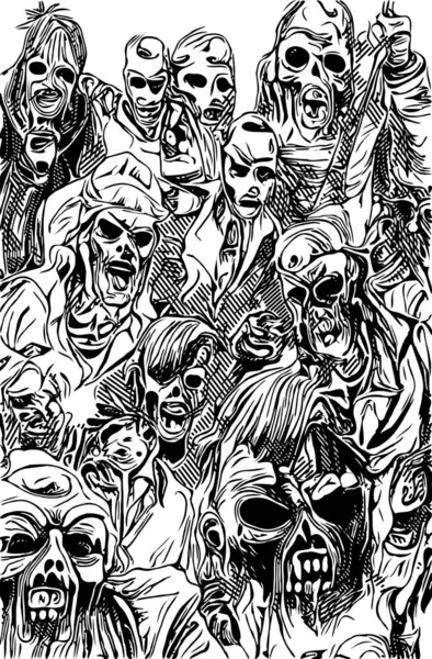 Czarny Biały Kreskówki Zombie — Zdjęcie stockowe