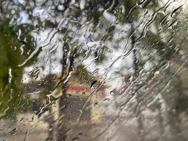 Close Water Drops Glass — Stockfoto