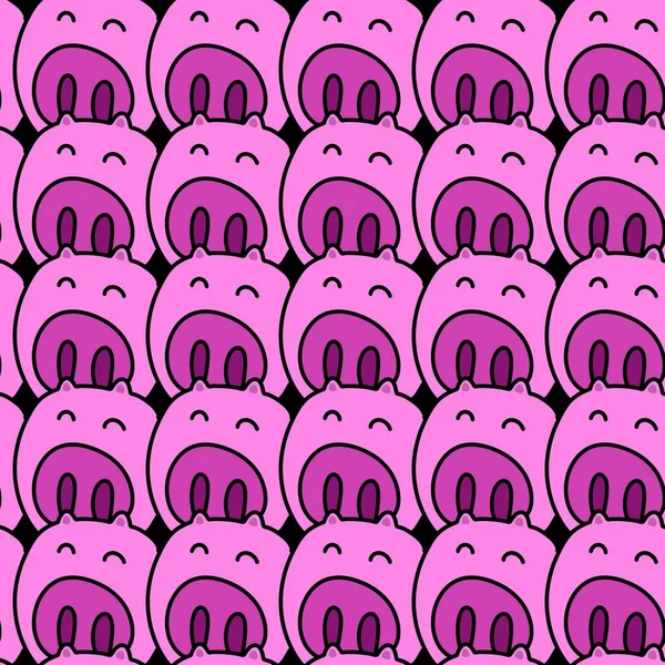可愛い豚漫画のシームレスなパターン — ストック写真