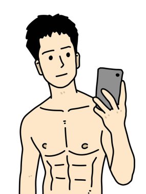 Beyaz arka planda sevimli bir adam çizgi filmi