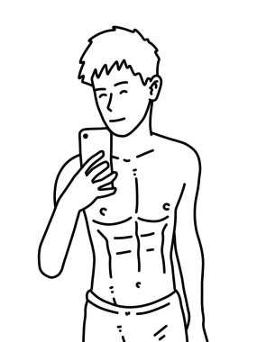 Siyah ve beyaz renkli yakışıklı adam çizgi filmi.