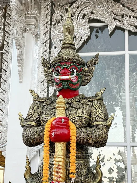 Statua Vessavana Nel Tempio Thailandese — Foto Stock