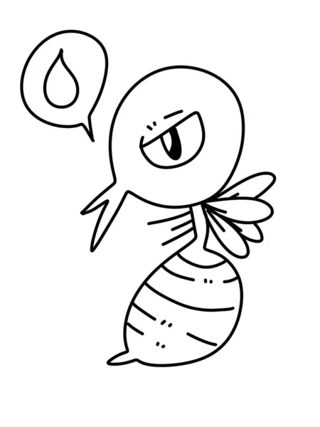 Black White Mosquito Cartoon Coloring — Stock Photo, Image
