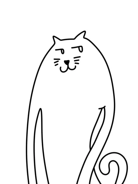 Black White Cute Cat Cartoon Coloring — Stockfoto