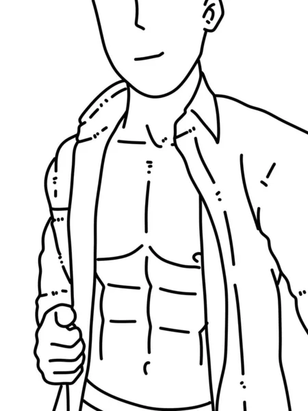 Preto Branco Corpo Homem Desenhos Animados Para Colorir — Fotografia de Stock