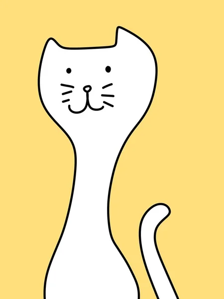 Söt Katt Tecknad Gul Bakgrund — Stockfoto