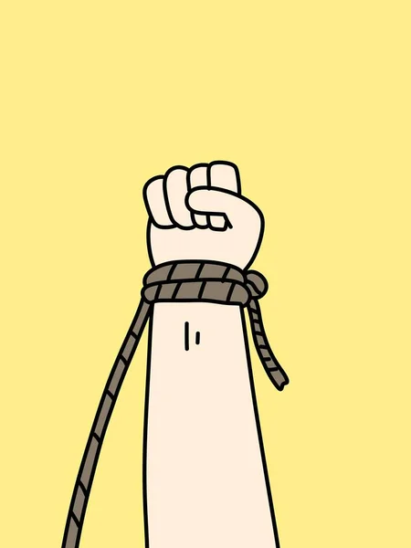 Mão Segurando Uma Corda Com Sinal Corpo Humano — Fotografia de Stock