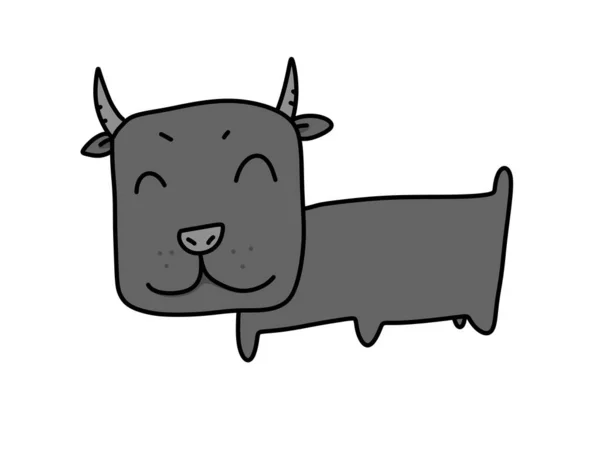 Cute Buffalo Cartoon White Background — Stock Photo, Image