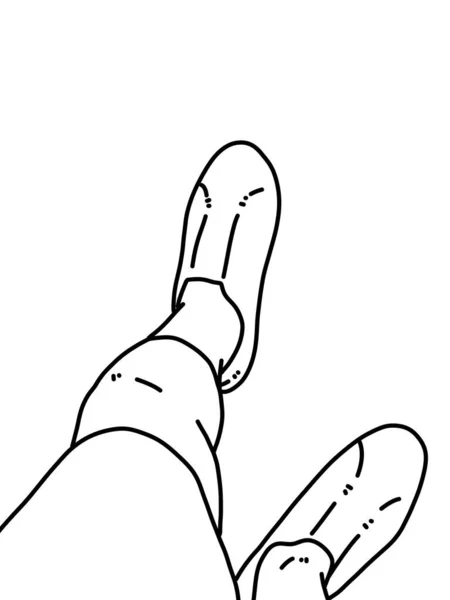 Μαύρο Και Άσπρο Πόδι Κινουμένων Σχεδίων Για Χρωματισμό — Φωτογραφία Αρχείου