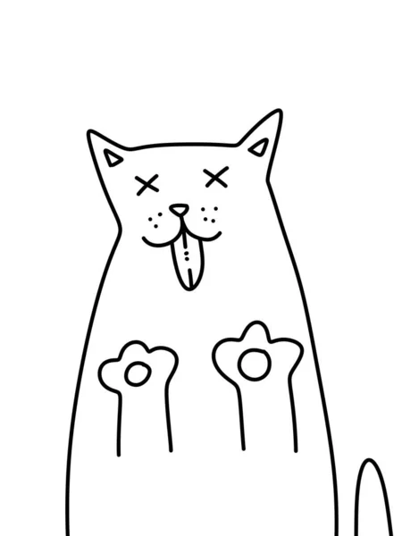 Black White Cute Cat Cartoon Coloring — Stok fotoğraf