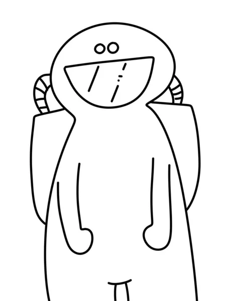 Bianco Nero Spazio Uomo Cartone Animato — Foto Stock